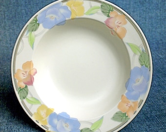 Tazones de sopa vintage Mikasa Garden Poetry con estampado floral pastel - 23,4 cm de diámetro