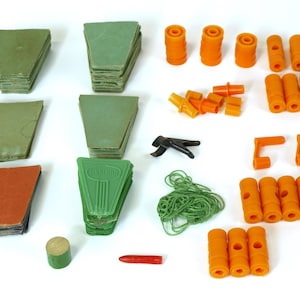 Vintage Tinkertoy Construction Pieces - Cardboard and Plastic Fan Blades and Plastic Connectors