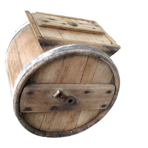 Antique Wood Barrel Butter Churn circa 1800's Missing Handle & Paddles - Upscale Outdoor Rustic Planter Pot Primitive Decor