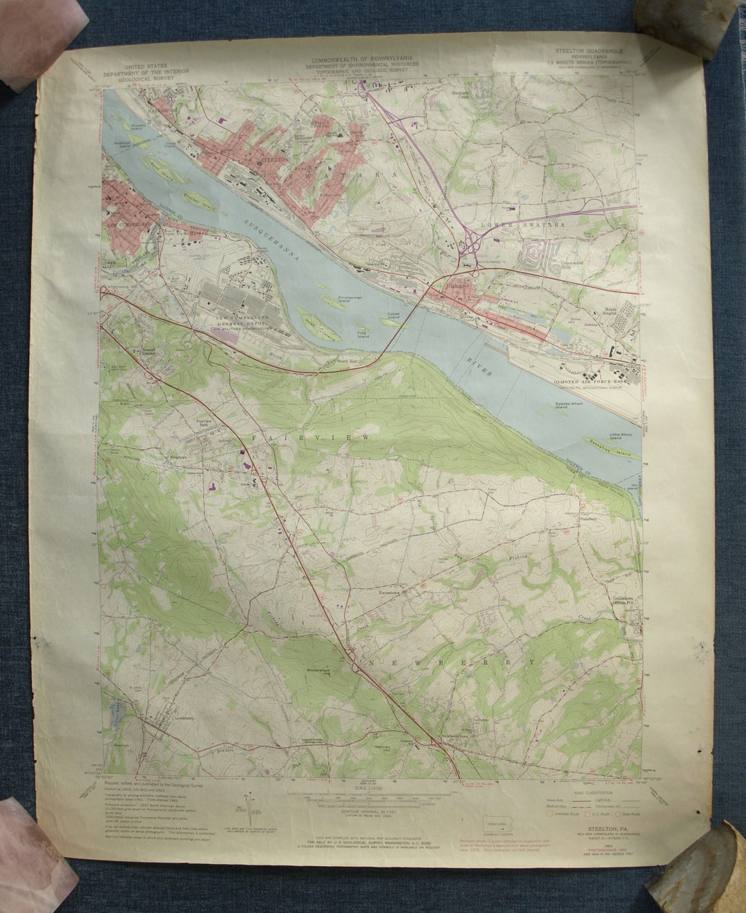 Vintage 1972 Topographic Map of Steelton PA NE/4 New Etsy