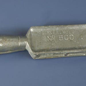 Vintage Sinker Mold No. 500, manufactured by C. Palmer of West Newton, PA - Various Size Sinkers - Fishing Supplies, Very Good condition