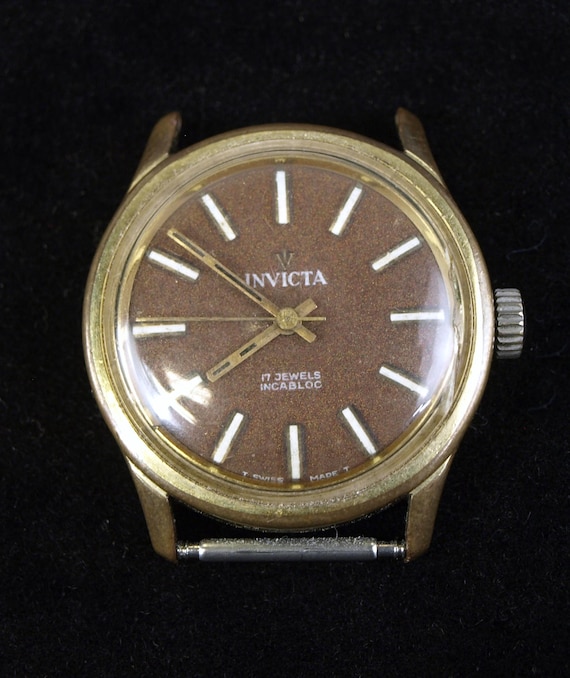 INVICTA 17 JEWELS 手巻き式 メンズ 腕時計　稼働　美品　廃盤 Vintage Men's Invicta Mechanical Wrist Watch With Incabloc Shock