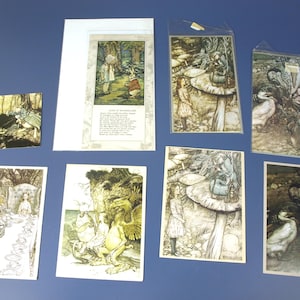 Biglietti d'auguri vintage di Alice nel Paese delle Meraviglie di Arthur Rackham - Usati e mai usati - Album di ritagli / Collage / Decorazioni murali - Ottime condizioni