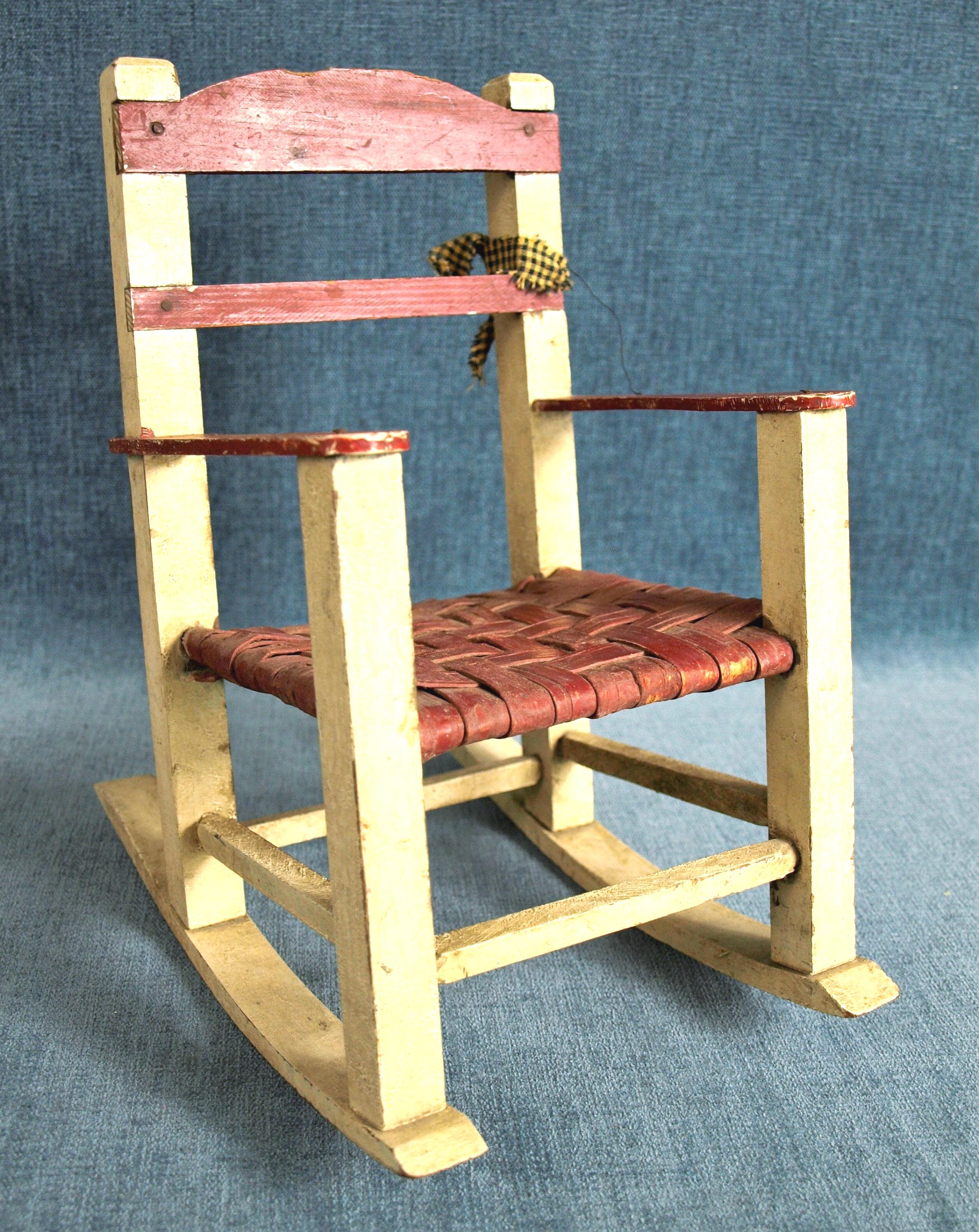 ヴィンテージ ラダーバック ホワイト 11インチ 木製ドール用ロッキング