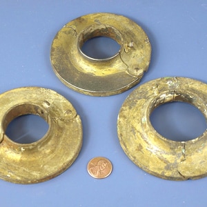Antique Cast Iron Floor or Ceiling Split Pipe Flange Trim Rings Lot of 3 Made in USA - Patent March 10, 1908 - (2) 1 3/8" & 1 7/8" Inner Dia