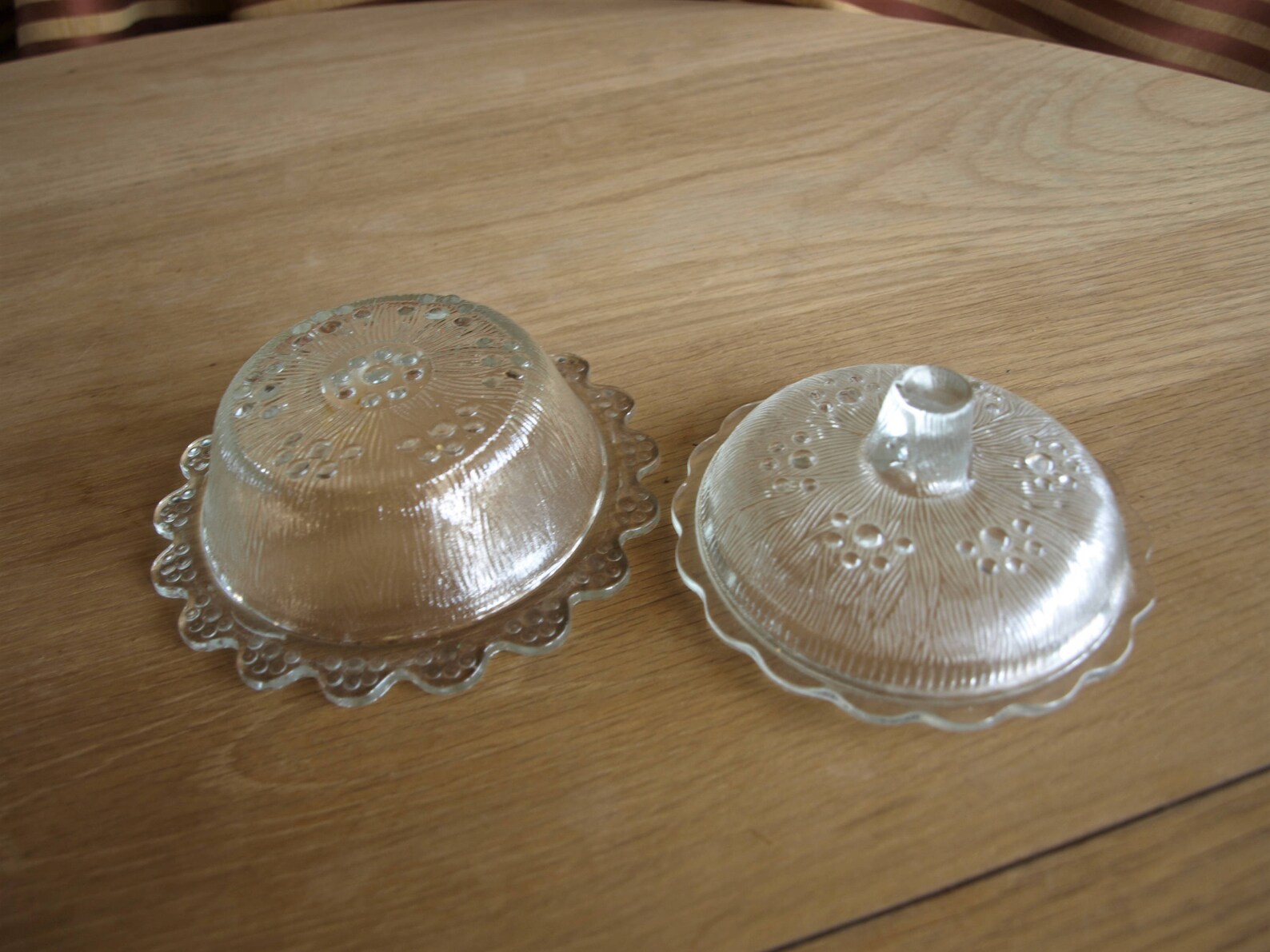 Clear Depression Glass Covered Butter Dish With Scalloped Edge Etsy