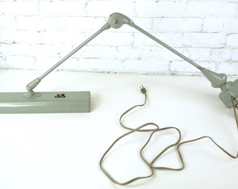 Vintage Specialty Art Co Flaxo Industrial Drafting Desk Table Mount Work Light aka Adjustable Armature Fluorescent Workshop Light - Works