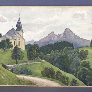 Dipinto originale ad acquerello su carta di H. Spurrer, senza titolo - firmato con note sul retro del dipinto - senza cornice, immagine: 10,5" H x 13,75" W