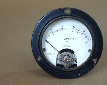 Vintage WESTON Amperes DC Panel Meter Gauge, Model 301 - Previously Used