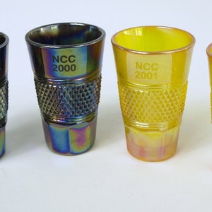 National Cambridge Glass Collectors Convention Souvenirs, Mosser Glass Co. - 5 oz. Pressed Glass Tumblers - 2001 & 2000 available in Pairs