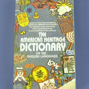 American Heritage Dictionary Vintage 1970 Pop Art Sticker Cover Published by Dell