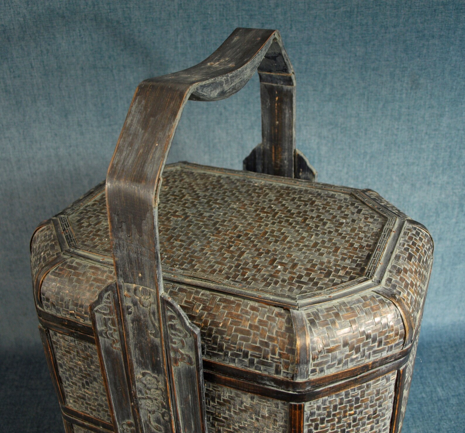 Beautiful Antique Japanese Wedding Basket Three Tiered Etsy