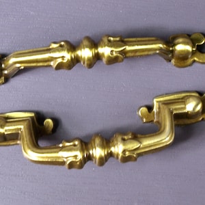 Vintage 1940&#39;s Brass Cabinet / Furniture Door Drawer Pull Handle Marked 40148 BS2 &  10674 BS1 Straight  and Curved Design - NOS - Mint