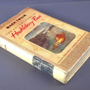 The Adventures of Huckleberry Finn by Mark Twain w/ Intro. by May L. Becker & Illus. by Baldwin Hawes - World Publishing Co., 1947 - HC