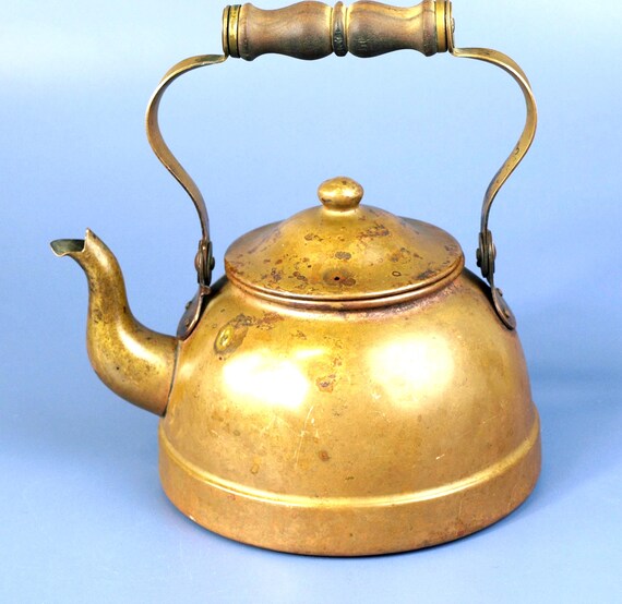 Vintage Tagus Copper Tea Kettle With Wooden Handle, Made in