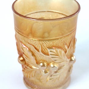 Antique Northwood Glass 9 oz Flat Tumbler, "Acorn Burrs," in Marigold - Circa 1900's - Carnival Glass - 4" Tall - VG Condition