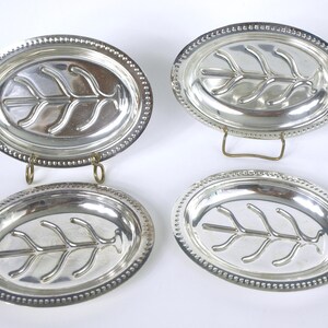 Vintage Set of 4 Silver Plated Miniature Meat Platters - Maker Unknown - Hors-d'œuvre Bites - Amuse-bouche Presentation - VG Condition