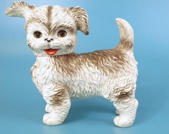 Vintage 1960s Edward Mobley Rubber Squeak Toy Puppy Dog with Sleepy Eyes Mfg. by Arrow Rubber & Plastic Corp.