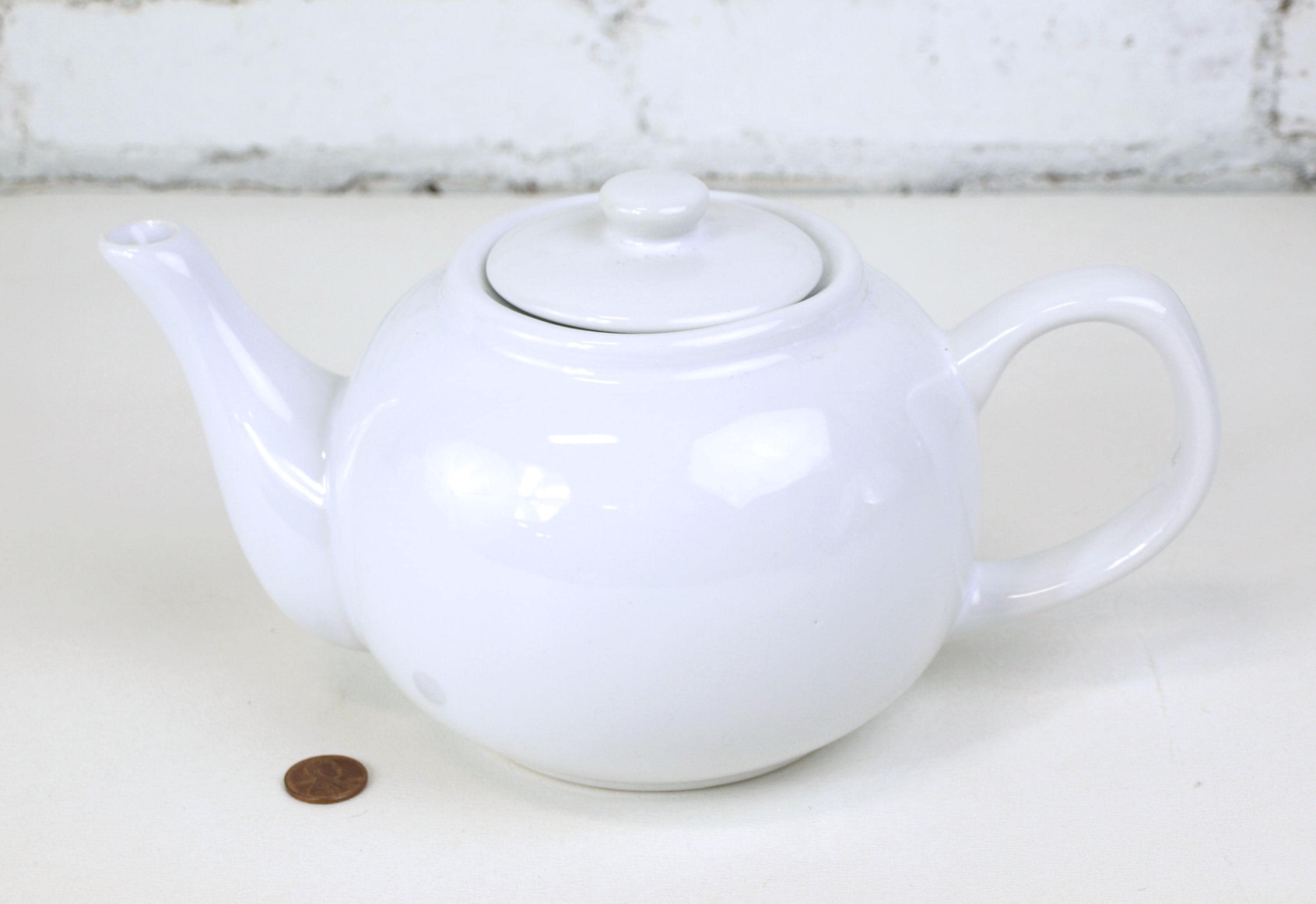 pottery company LOS ANGELES ティーポット 白 新品 Vintage the Old Pottery Company White Ceramic Glaze Teapot in