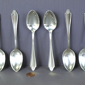 Antike 1912 Oneida Community Plate Silberplatte Teelöffel im georgianischen Muster - Lot von 6 in ausgezeichnetem Zustand