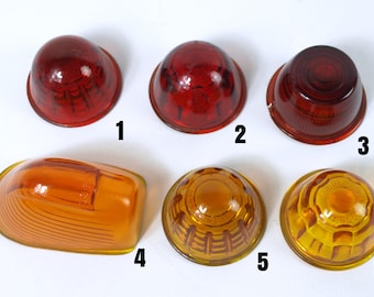 Vintage Red and Orange Glass Taillights - Car / Truck / Automobile Tail Lenses - Arrow 3104, L.L. Co. 3003, LS 303 KD Truck Cab Lights