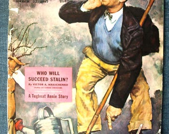 Magazine vintage du Saturday Evening Post du 22 mars 1947 après la Seconde Guerre mondiale avec couverture Norman Rockwell Très bon/bon état