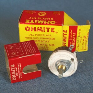 Vintage Ohmite All Porcelain Vitreous Enameled Rheostat Model H Series A 25 watt 10 ohms Resistance Stock No. 0145 - NIB