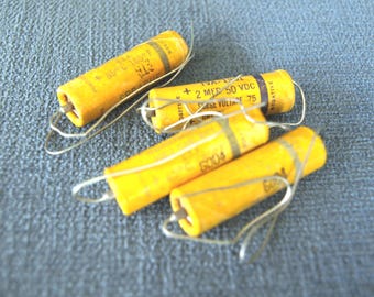 Vintage Sprague Atom Paper Electrolytic Capacitor TVA 1301 - 2 Mfd. 50 V.D.C - Surge Voltage 75 - set of 4