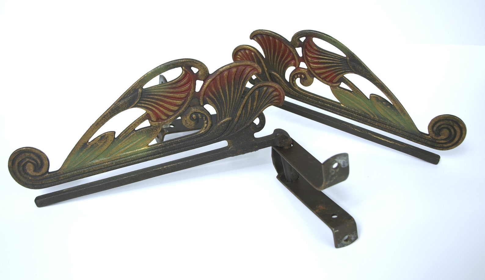 Antique Art Deco Cast Iron Swing Arm Drapery Rods and Brackets Etsy
