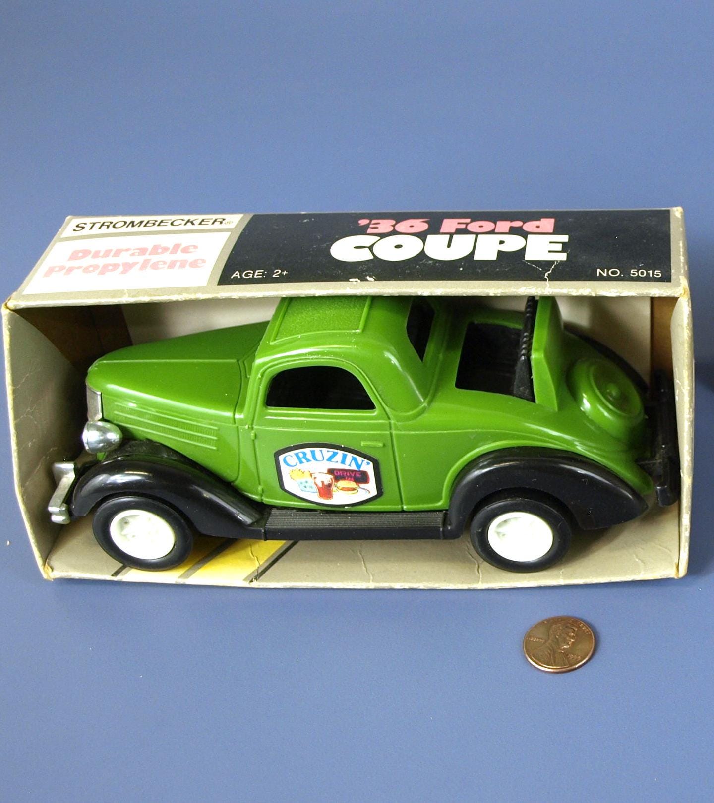 Vintage Strombecker 1936 Ford Coupe Cruzin Green Plastic Toy Car