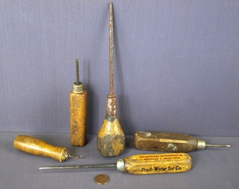 Vintage Wooden Handle Ice Picks and Awls - one from Fresh Water Ice Co Bradford Wellsville - Made in USA - Sold Separately