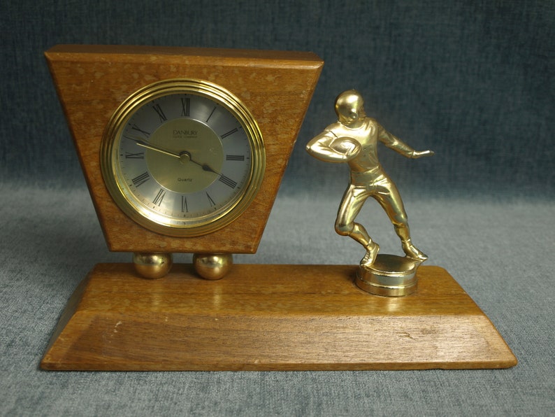 Vintage Football Trophy Mantel Clock With Battery Operated Etsy