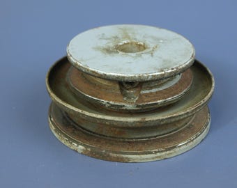 Vintage Cast Metal 4-Step Cone Pulley | 3" Overall OD & 1/2 Inch Inner Bore | Replacement Step Pulley Wheel for Drill Press, Lathe, Bandsaw