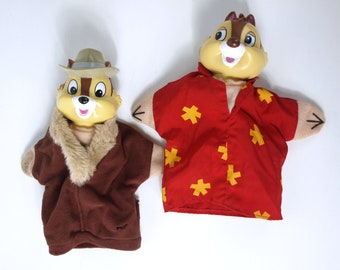 Vintage Disney Chip & Dale Rescue Rangers Handpuppen in gutem Zustand