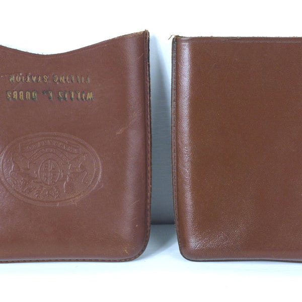Vintage Leather Cigar Case w/ Crested Front - Dieu et Mon Droit WARRANTED - Personalized w/ Willis L. Dubbs Filling Station