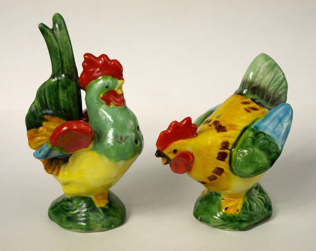 Vintage Japanese Rooster and Hen Salt and Pepper Shakers Mid Century ...