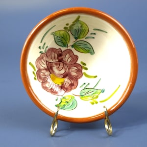 Vintage Portuguese Cristo Sao Pedro Corval Terracotta Bowl - Hand Painted Art Pottery Bowl -  4.25" Dia - Excellent Condition