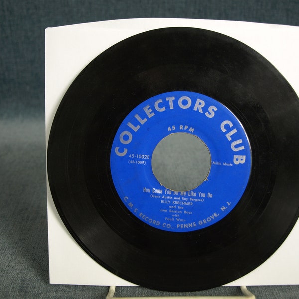 Pauli Wain with Billy Krechmer Orch - Tonight My Sweet & How Come You Do Me Like You Do 45 rpm Collector's Club Record - Warped and Rare