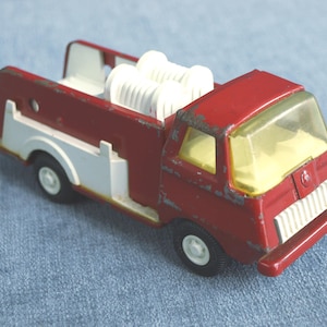 Vintage Pressed Tin Tonka Red Pumper Fire Engine Truck with Hose Reels - circa 70&#39;s