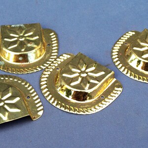 Vintage kastkopgrepen met messing afwerking - geperst blik - set van 4