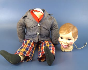 Vintage 1970s Horsman Dolls Inc. Ventriloquist Dummy Doll Parts for Restoration - As Is / Repair Project