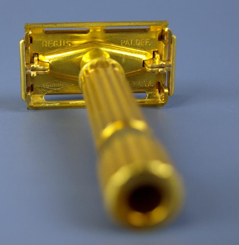 Vintage Gold Tone Safety Razors: 2 Gillette Aristrocrat C 40's, Gem ...
