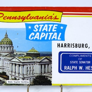 Set di cartoline pieghevoli d'epoca con la capitale dello stato della Pennsylvania, circa anni '50 - Souvenir e cimeli di viaggio - Condizioni VG