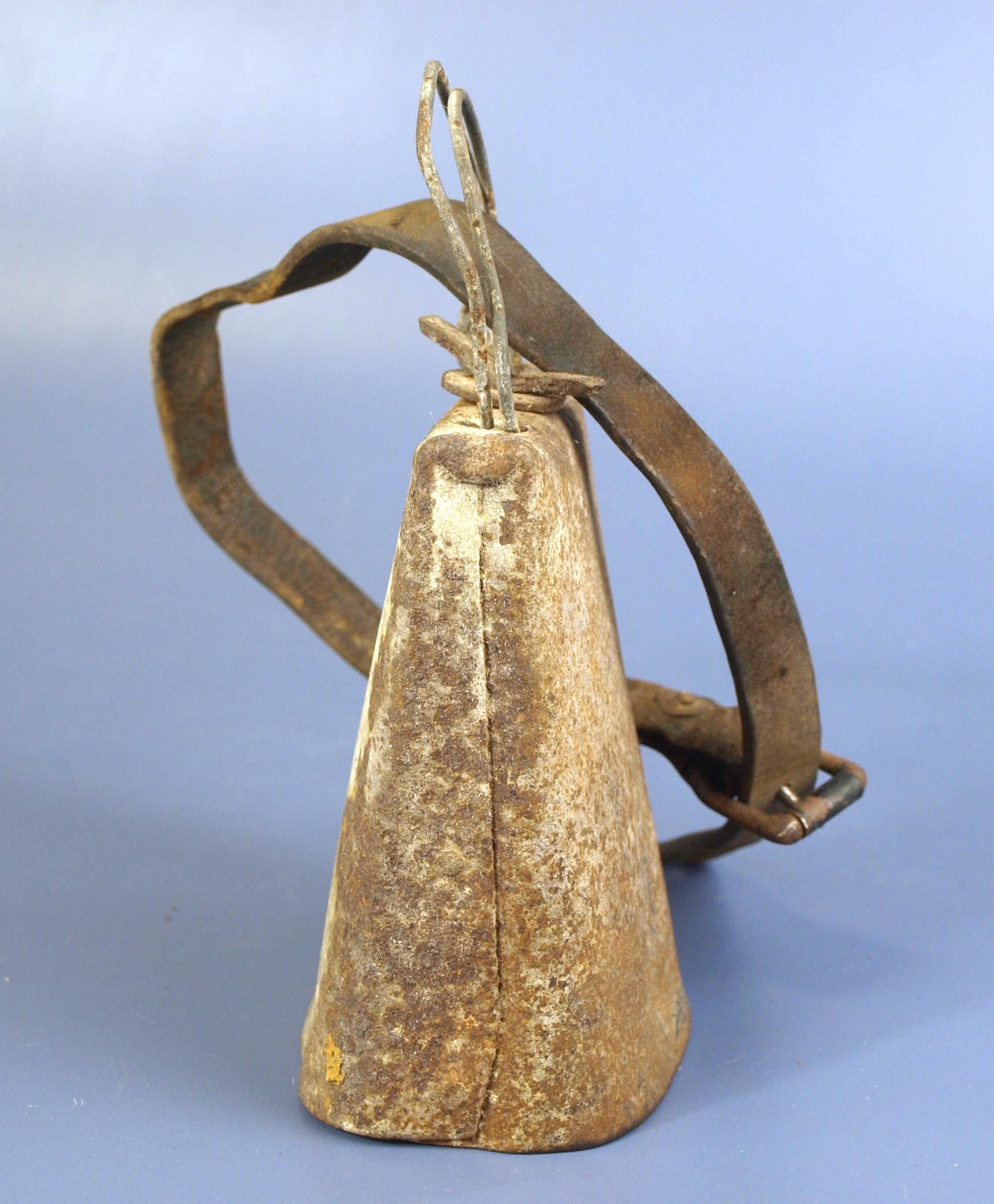 Vintage Rustic Cow Bell With Original Leather Strap (collar) and ...