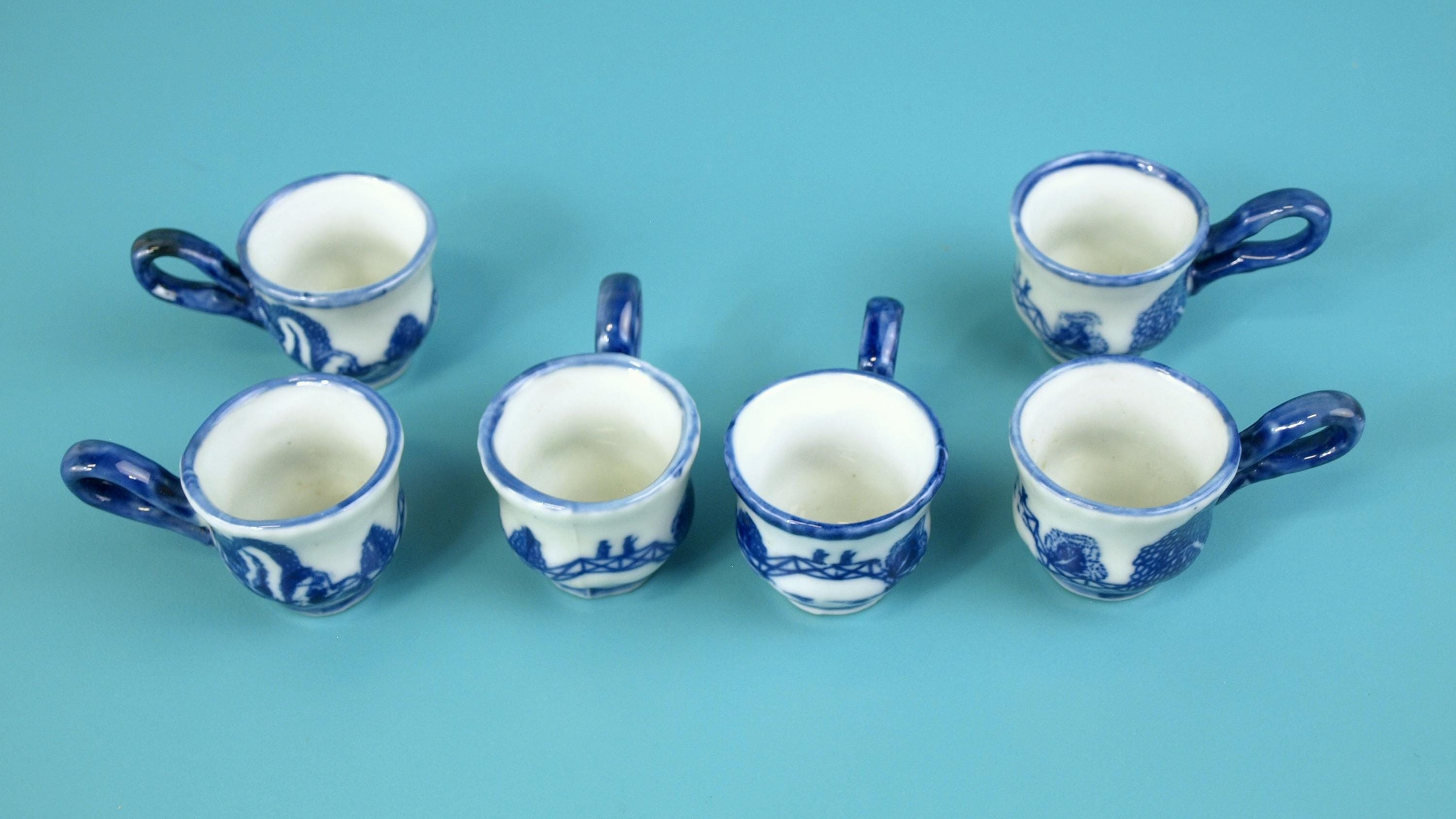 Vintage Flow Blue Willow Child's Tea Set, Asian Motif With Backstamp ...