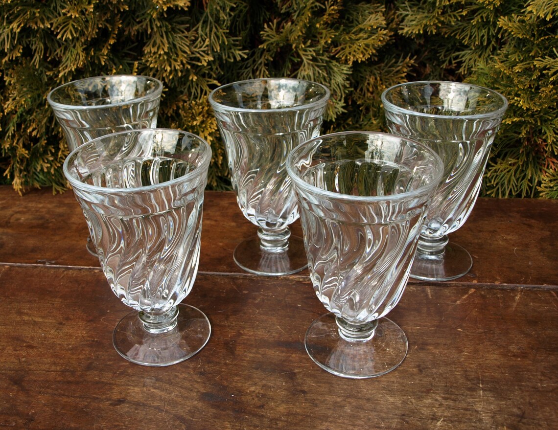 Clear Glass Footed Ice Cream Float Dessert Glasses With Ribbed Etsy