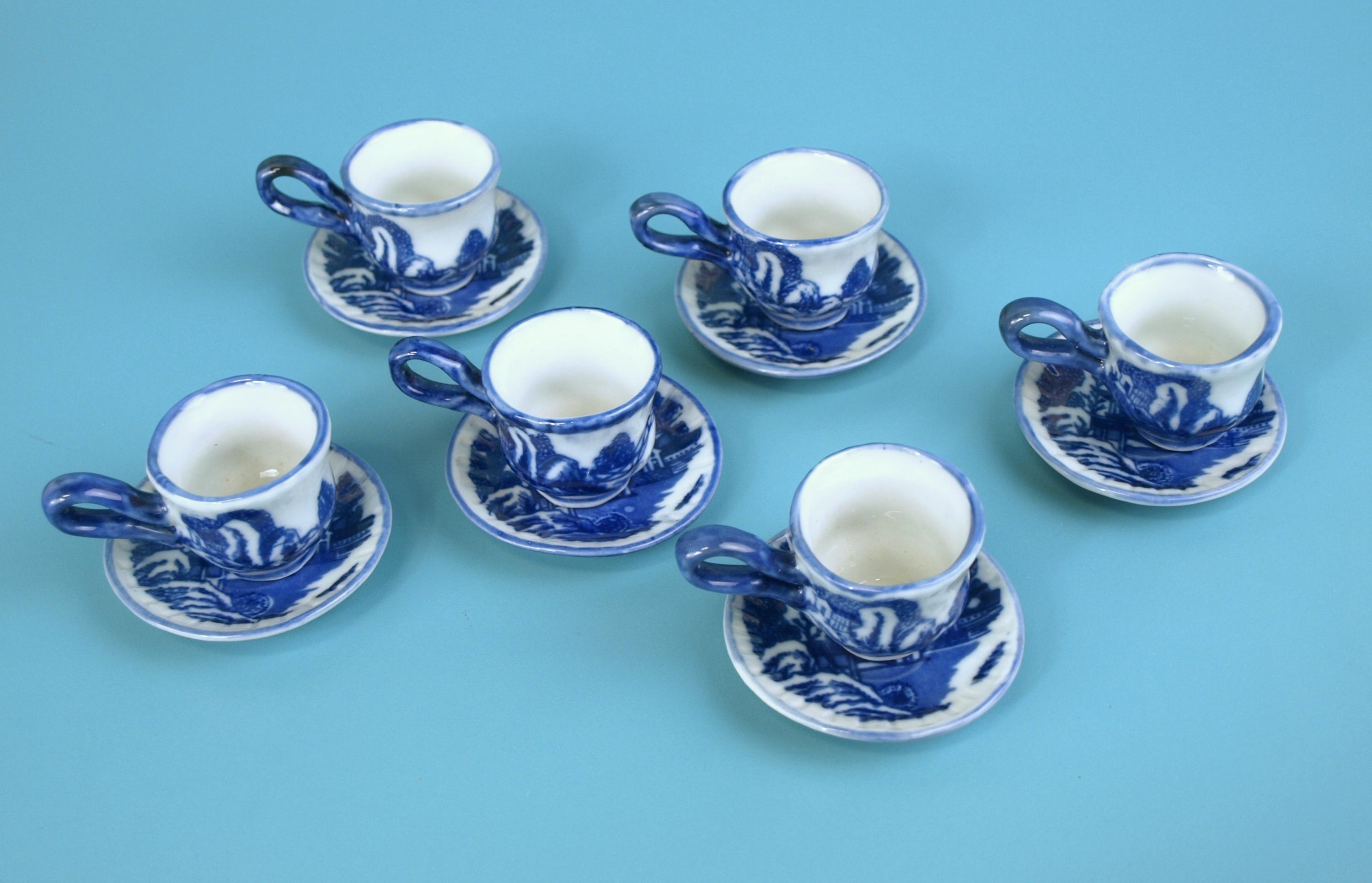 Vintage Flow Blue Willow Child's Tea Set, Asian Motif With Backstamp ...