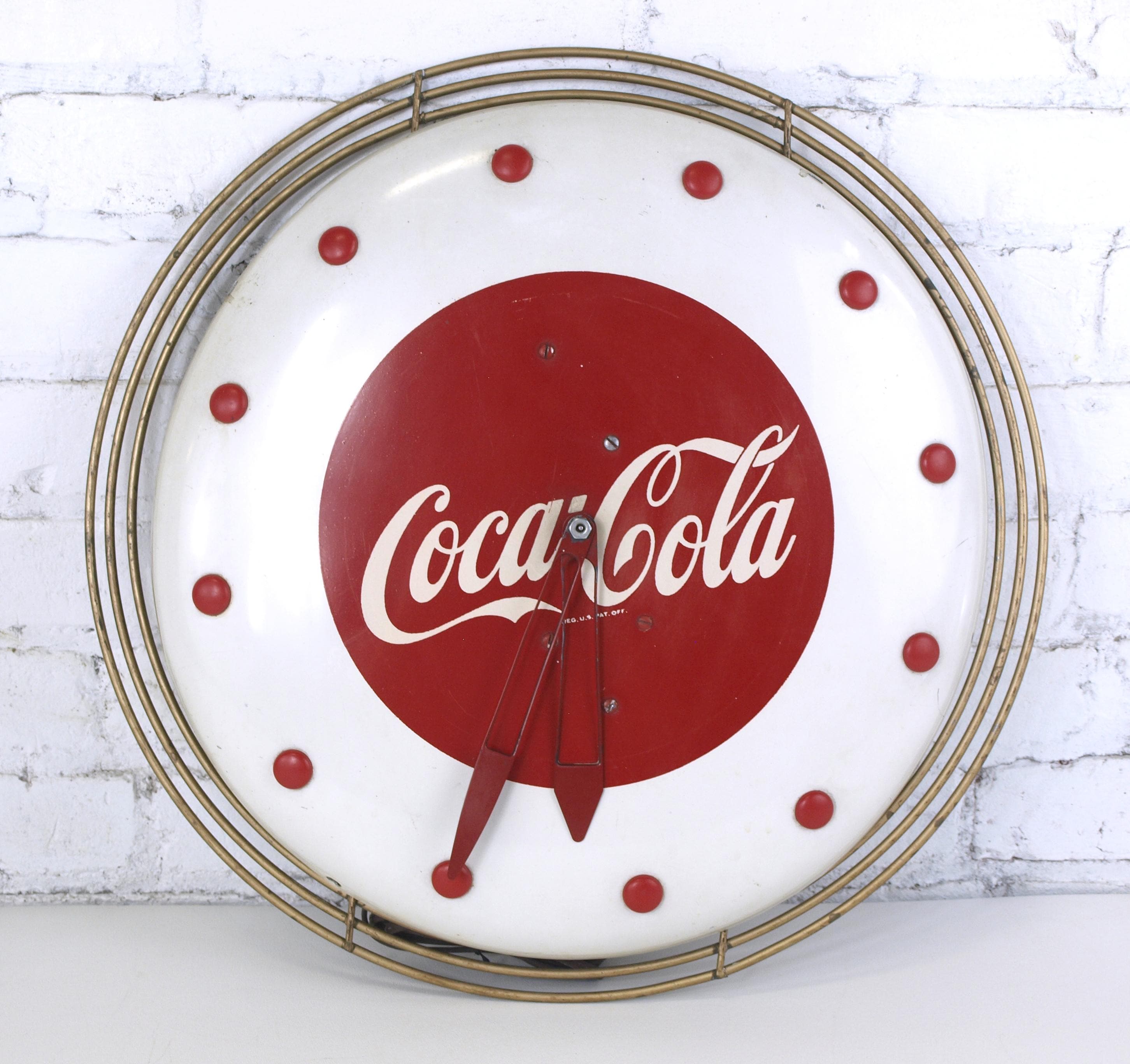 Vintage Coca Cola Telechron Button Sign Wall Clock (rare) C. 1948
