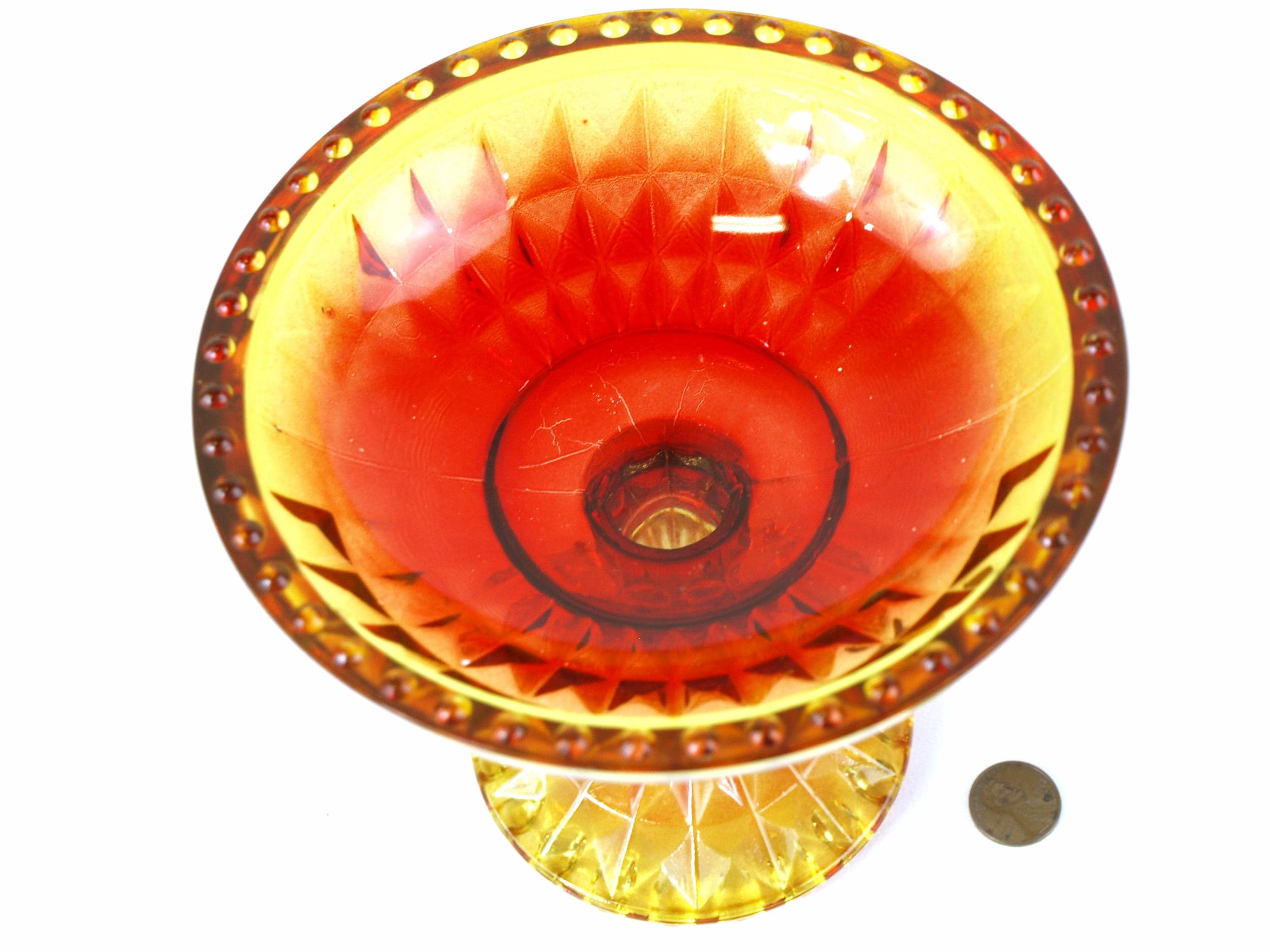 ヴィンテージ ジャネット アンベリーナ グーファス 赤＆黄色 ガラス製