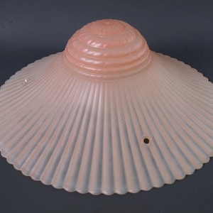 Vintage Art Deco Pink Glass Macbeth Evans Monax Petalware Shade - Suspended Glass Ceiling Light Shade - Circa 1930&#39;s - VG Condition